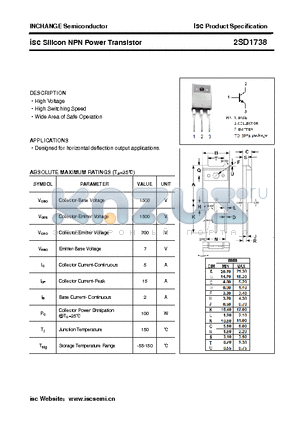 2SD1738 datasheet - isc Silicon NPN Power Transistor