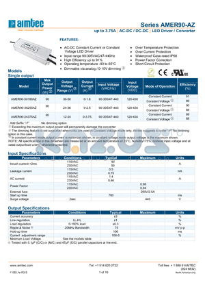 AMER90-AZ_13 datasheet - up to 3.75A | AC-DC / DC-DC | LED Driver / Converter