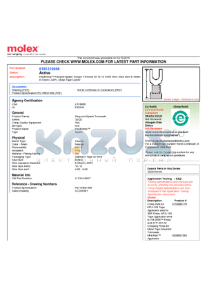 C-2104-08XT datasheet - InsulKrimp Flanged Spade Tongue Terminal for 10-12 AWG Wire, Stud Size 8, Width8.13mm (.320