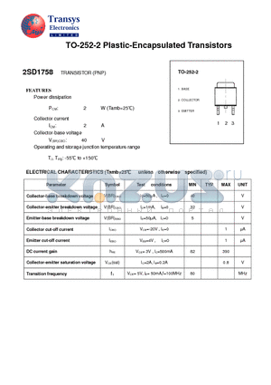 2SD1758 datasheet - Plastic-Encapsulated Transistors