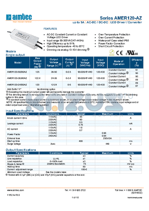 AMER120-AZ_13 datasheet - up to 5A | AC-DC / DC-DC | LED Driver / Converter