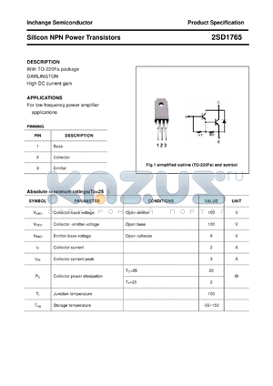 2SD1765 datasheet - Silicon NPN Power Transistors