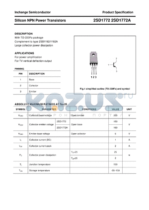 2SD1772 datasheet - Silicon NPN Power Transistors