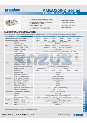 AMEU250-12SZ datasheet - 250 watt ac-dc converter