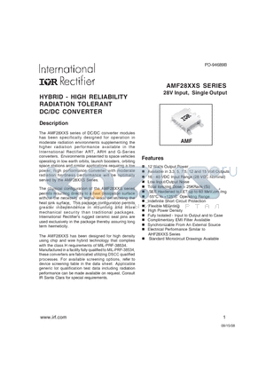 AMF2805D/CH datasheet - HYBRID - HIGH RELIABILITY RADIATION TOLERANT DC/DC CONVERTER