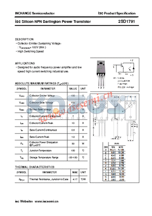 2SD1791 datasheet - isc Silicon NPN Darlington Power Transistor
