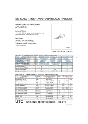 2SD1802 datasheet - HIGH CURRENT SWITCHING APPLICATION