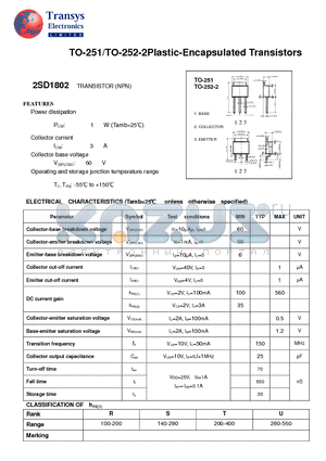 2SD1802 datasheet - Plastic-Encapsulated Transistors