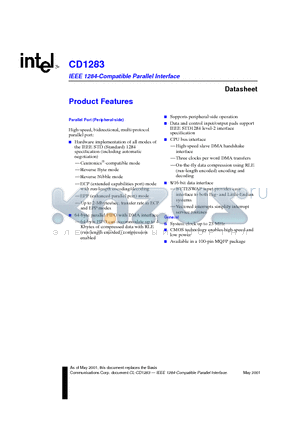 CD1283 datasheet - IEEE 1284-Compatible Parallel Interface