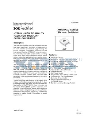 AMF2815D/CH datasheet - HYBRID - HIGH RELIABILITYRADIATION TOLERANTDC/DC CONVERTER