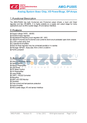 AMG-PU005 datasheet - Analog System Base Chip, I/O PowerStage, OP-Amps