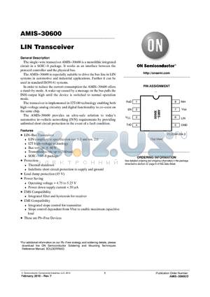 AMIS-30600 datasheet - LIN Transceiver