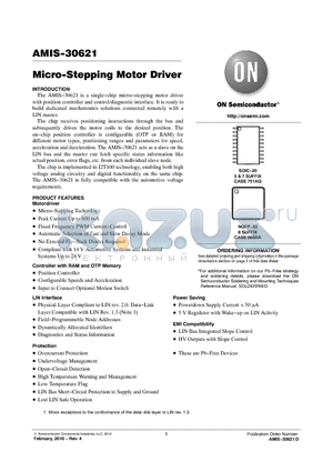 AMIS-30621 datasheet - Micro-Stepping Motor Driver