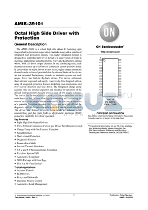 AMIS-39101 datasheet - Octal High Side Driver with Protection