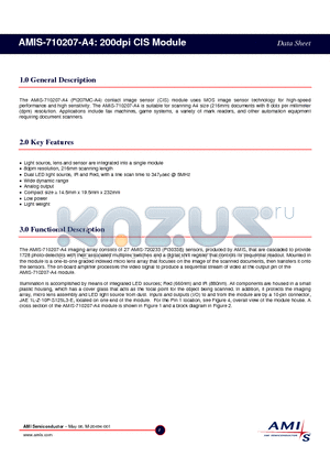AMIS-710207 datasheet - 200dpi CIS Module