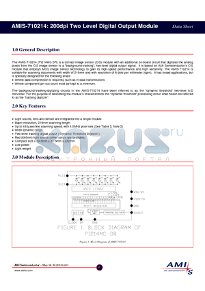 AMIS-710214 datasheet - 200dpi Two Level Digital Output Module