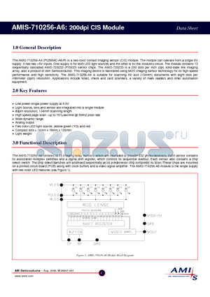 AMIS-710256 datasheet - 200dpi CIS Module