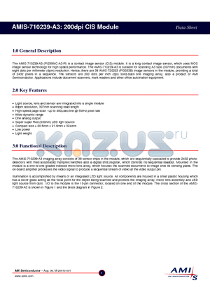 AMIS-710239-A3 datasheet - 200dpi CIS Module