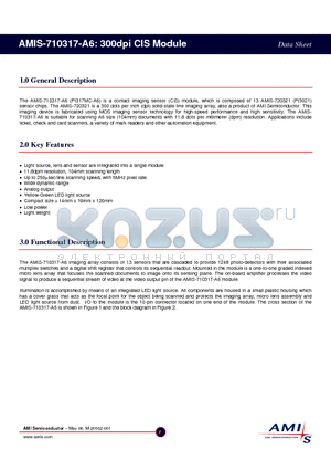 AMIS-710317 datasheet - 300dpi CIS Module