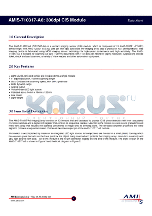 AMIS-710317-A6 datasheet - 300dpi CIS Module