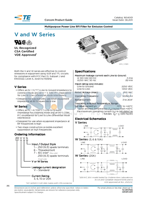 20VW6 datasheet - Multipurpose Power Line RFI Filter for Emission Control