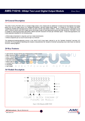 AMIS-710216 datasheet - 200dpi Two Level Digital Output Module