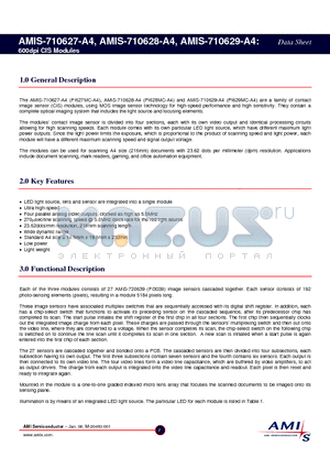 AMIS-710628-A4 datasheet - 600dpi CIS Modules