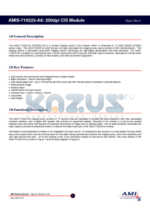 AMIS-710223 datasheet - 200dpi CIS Module