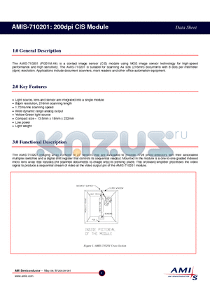 AMIS-710201 datasheet - 200dpi CIS Module