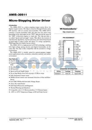 AMIS30511 datasheet - Micro-Stepping Motor Driver
