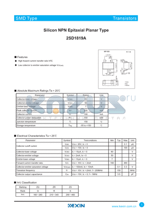 2SD1819A datasheet - Silicon NPN Epitaxial Planar Type