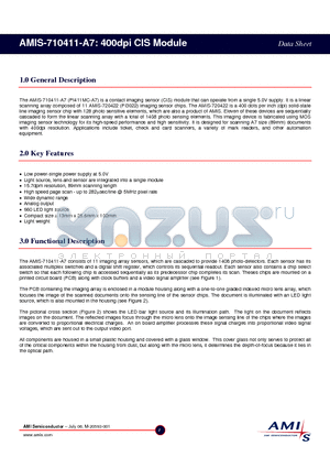 AMIS-710411 datasheet - 400dpi CIS Module