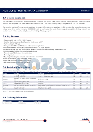 AMIS30663NGA datasheet - High Speed CAN Transceiver