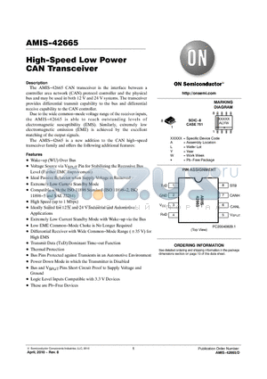 AMIS42665TJAA1G datasheet - High-Speed Low Power CAN Transceiver