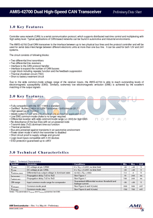 AMIS42700FHA datasheet - Dual High-Speed CAN Transceiver