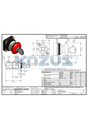 AMKB4 datasheet - 30 mm Non-Illuminated Mushroom Metal Operator AMLKBx and AMKBx