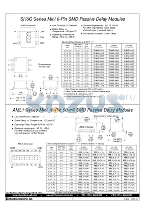 AML1-5-20 datasheet - SH6G Series Mini 6-Pin SMD Passive Delay Modules / AML1 Series Mini 16-Pin 50-mil SMD Passive Delay Modules