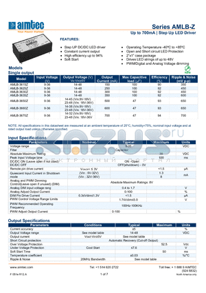 AMLB-3660Z datasheet - Up to 700mA | Step Up LED Driver