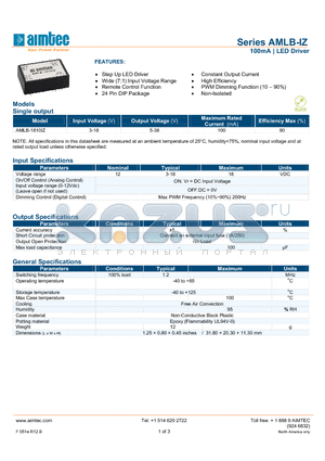 AMLB-IZ datasheet - 100mA | LED Driver