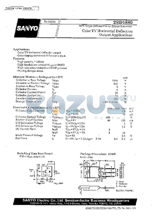 2SD1880 datasheet - Color TV Horizontal Deflection Output Applications