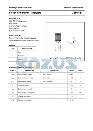 2SD1881 datasheet - Silicon NPN Power Transistors