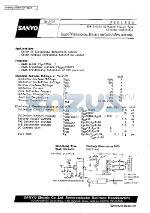 2SD1884 datasheet - Color TV Horizontal Deflection Output Applications