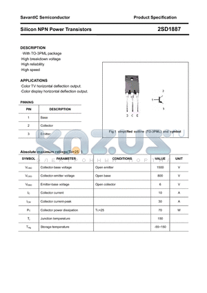 2SD1887 datasheet - Silicon NPN Power Transistors