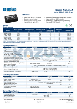 AMLDL-3030Z datasheet - Up to 1000mA | LED Driver