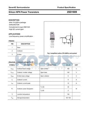 2SD1889 datasheet - Silicon NPN Power Transistors