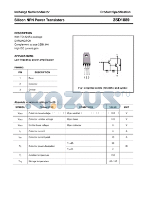 2SD1889 datasheet - Silicon NPN Power Transistors