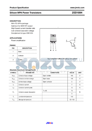 2SD1894 datasheet - Silicon NPN Power Transistors