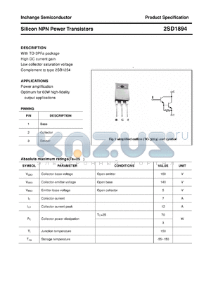 2SD1894 datasheet - Silicon NPN Power Transistors