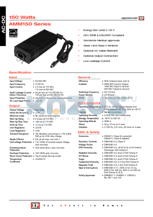 AMM150PS15 datasheet - AC-DC Power Supplies