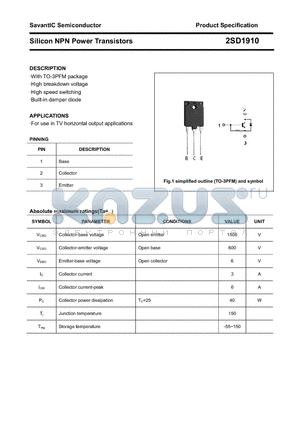 2SD1910 datasheet - Silicon NPN Power Transistors